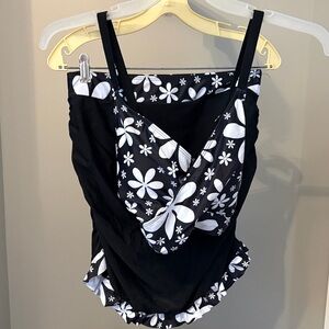 NWOT Black and White Floral Swimsuit